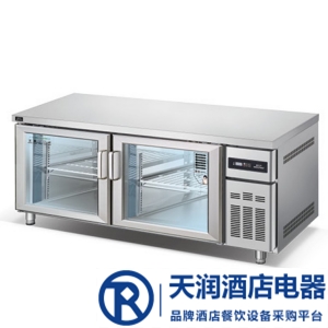 冰立方二門冷藏工作臺AWS15G 風冷二門冷藏展示柜 吧臺飲料展示柜