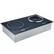 鼎龍嵌入式電磁爐DLB-3.5KW×2- EELQ/220V一平一凹電磁煲湯小炒組合爐