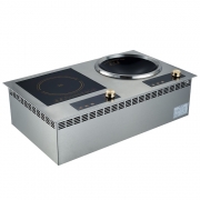 鼎龍嵌入式電磁爐DLB-5KW*2- QER/220V一平一凹電磁煲湯小炒組合爐