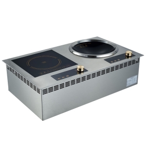 鼎龍嵌入式電磁爐DLB-3.5KW*2- QER/220V一平一凹電磁煲湯小炒組合爐