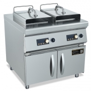 鼎龍電磁雙缸炸爐DLB-5KW*2- MGY/220V電磁爐雙缸炸鍋連柜座