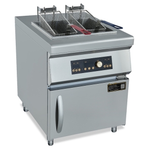 鼎龍升降式單缸雙篩電炸爐DLB-12KW- MGY/380V 明檔柜式電磁升 降單缸雙篩油炸爐